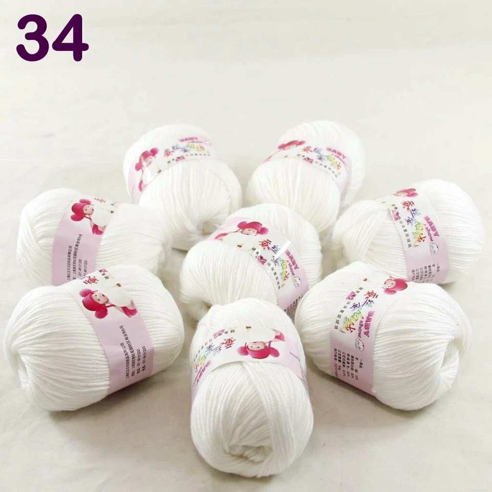 Venta Nuevo 8 Bolas x 50gr Cachemira Seda Lana Tejido a Mano Mantones Hilo de Ganchillo 34 Foto 1 de 4