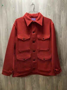 Vintage Pendleton Wool Hunting Lined Coat Jacket Game Pouch Made In USA Red L - Picture 1 of 22