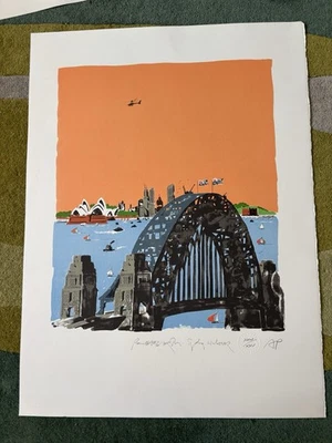 Litografía de prueba de artista PAUL HOGARTH OBE RA (1917-2001) "Sydney Harbour" Foto 1 de 4