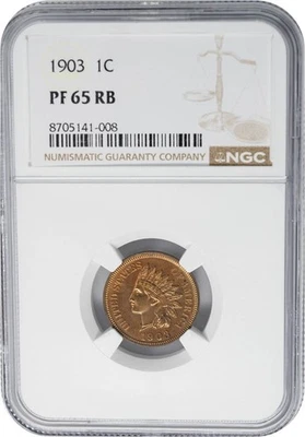 Centavo Indian Head 1903 1c PF65 PR65 RB NGC 950805-1 Foto 1 de 3