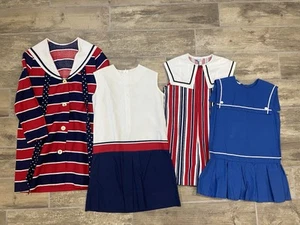 Vintage Preteen Girls Dresses Romper Jacket Lot Bundle Size 10 Red White Blue - Picture 1 of 4