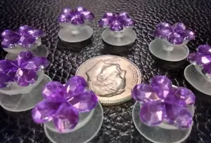 8pz Charms per Scarpe Fiore Viola Gioielli Cristallo Gemme - Foto 1 di 2