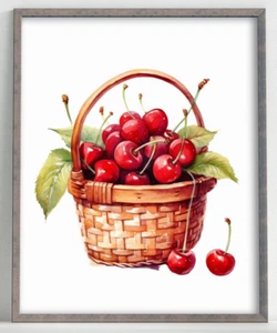 Cherries Wall Art Print, Cherry Kitchen Art Print, Food Home Decor Art #35 - Picture 1 of 2