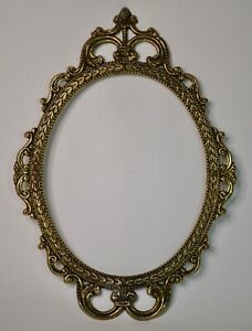 Vintage Oval Metal Ornate Frame 17" X 12" Hollywood Regency