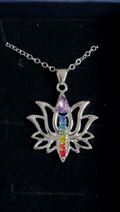7 Chakra Necklace Lotus Flower Shape Chakra Healing Stones Necklace