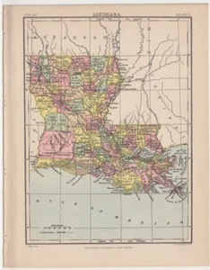 c1895 state Map of Louisiana USA antique vintage Britannica 9th - Picture 1 of 2