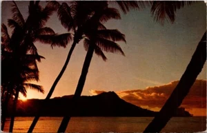 Postcard Sun Riding Over Diamond Head, Hawaii, HI - Picture 1 of 2
