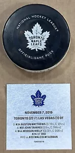 Auston Matthews Game Used 2019 Goal Puck John Tavares Maple Leafs w/ Case COA - Picture 1 of 12