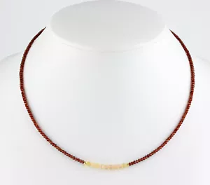 Garnet and Welo Opal Chain Gemstone Chain Fine Cut Women's Red Necklace 45cm - Picture 1 of 2
