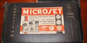1930+ kit scientifique microset modèle 3 MW avec microscope de puissance 75 à 500 Carolyn Mtg