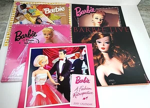 lot of 5 Vtg Barbie Doll Wall Calendars Calendar monthly Barbie Fashion Photos - Afbeelding 1 van 10