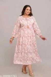 Hermosa tela de rayón indio talla grande larga Kurti - Imagen 1 de 5