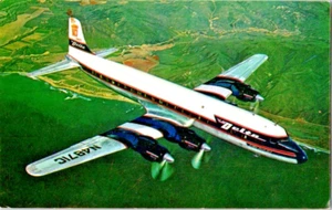 Vtg 1950s Delta C&S Air Lines Golden Crown DC-7 Souvenir Advertising Postcard - Picture 1 of 2