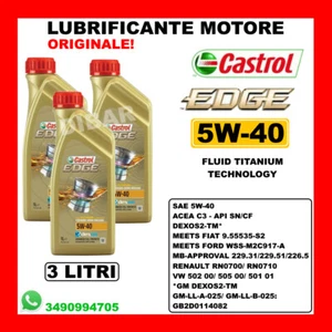 LUBRIFICANTE CASTROL EDGE 5W40 FLUID TITANIUM ACEA C3 FORD WSS-M2C917-A 3 LITRI - Foto 1 di 1