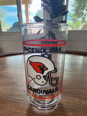 VINTAGE 1988 NFL Phoenix AZ Arizona Cardinals Logo Mobil Promo Glass NEW Cover