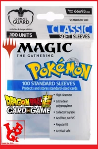Pochettes Protection Cartes x 100 CLASSIC SOFT 66X93 Protege Sleeves MTG POKEMON - Picture 1 of 2