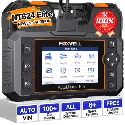FOXWELL NT624 Elite All System OBD2 Scanner Diagnostic Tool SRS ABS Bleeding Oil - Image 1 of 4