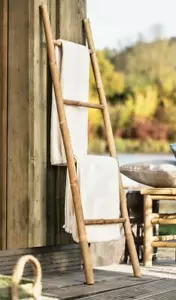 Bambus Leiter, 115cm hoch, Handtuch Halter Holz Kleider Ständer Pflanzen Regal - Bild 1 von 4