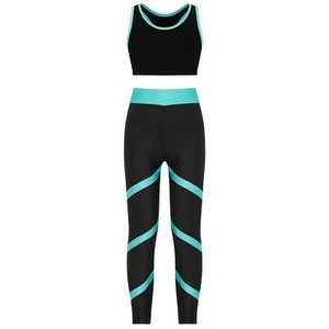 Kid Girl 2 Piece Tracksuit Crop Top With Athletic Leggings Set Dance Yoga Outfit - Picture 1 of 60