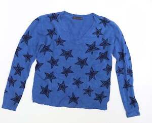 M&S Damski Niebieski Akrylowy Sweter Bluza Rozmiar 14