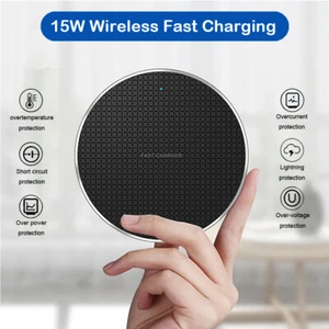 15W Qi Wireless Fast Charger Charging Pad Dock for Samsung iPhone Android Phone - Picture 1 of 15