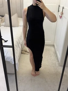 Bershka Black Knit Ribbed Asymmetric Dress Size M Medium BNWOT New Without Tags - Picture 1 of 4