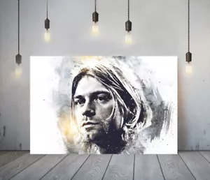 KURT COBAIN 4 - TELA INCORNICIATA PROFONDA DISEGNO DA PARETE ARTE IMMAGINE STAMPA CARTA - GRIGIO - Foto 1 di 17