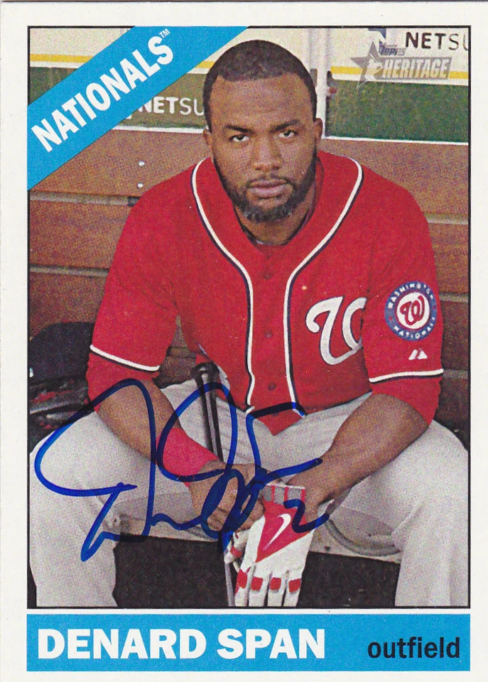 Tarjeta de herencia firmada por Denard Span de los Nacionales de Washington Gigantes Gemelos Rayos Marineros Foto 1 de 1
