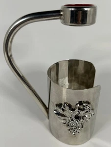 Silber Teller Weinflasche Klemme Servier Caddy Ausgießer mit Hals Ring Griff Trauben - Bild 1 von 9