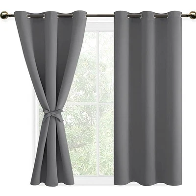 Verdunkelungsvorhänge Blickdicht 2er Pack Thermo Gardinen grau Fenster - Bild 1 von 2