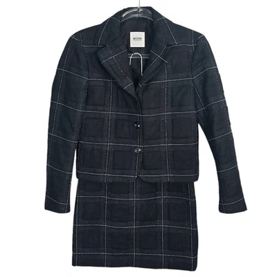 Moschino Barato y Chic Negro Acolchado Ventana Lana Falda Traje Blazer Conjunto EE. UU. 6 Foto 1 de 4
