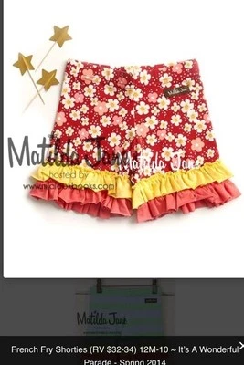 Matilda Jane Wonderful Parade French Fry Shorties Girls Size 8(6) GUC / Play - Imagem 1 de 4