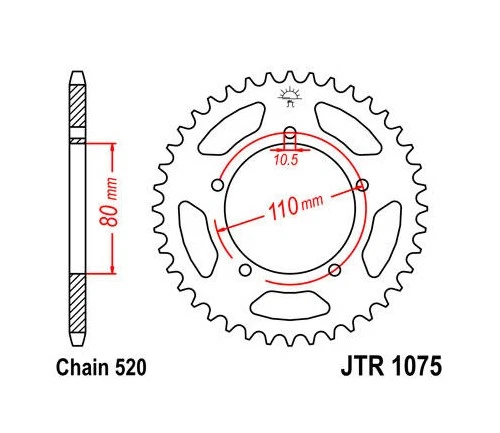 Piñón trasero de acero JT 520 39T Kymco 250 Venox 2004-2009 Foto 1 de 1