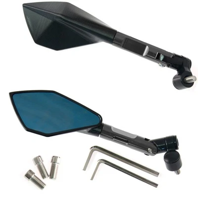 Coppia Specchietti Retrovisori Specchi Corpo in  Metallo Moto Scooter Custom - Immagine 1 di 3