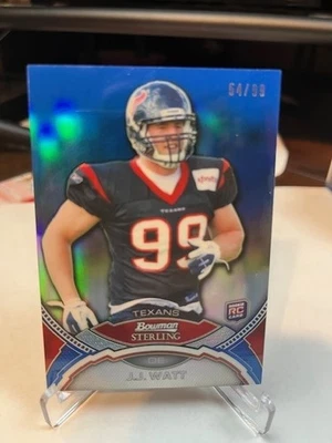 J.J. WATT 2011 Blue REFRACTORS Bowman Sterling #3 RC /99 Texans RC ROOKIE HOF - Image 1 of 2