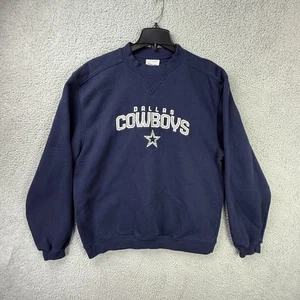 Dallas Cowboys Sweater Mens Medium Blue NFL Embroidered Reebok Pullover Crewneck - Picture 1 of 11