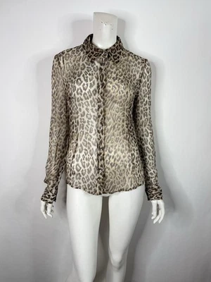 Top De Colección Dolce & Gabbana D&G Marrón Transparente Estampado Leopardo Seda S Foto 1 de 4