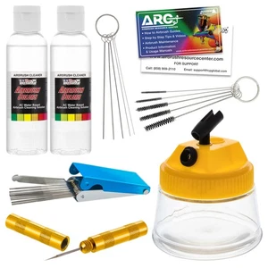 Deluxe Airbrush Cleaning Kit, 3 in 1 Airbrush Clean Pot, Holder Brushes Set - Picture 1 of 5