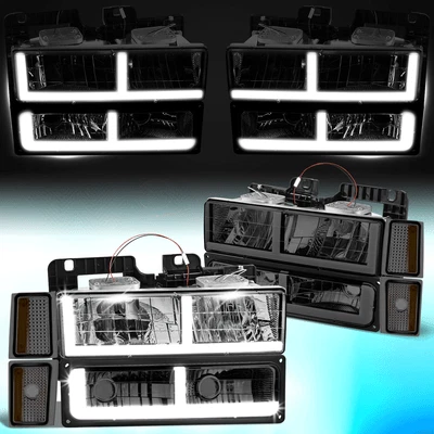 Faros ahumados/ámbar barra F-LED suburban camioneta Chevy C/K 1988-1993 Foto 1 de 4