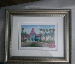 Disney's Caribbean Beach Resort Framed Matted Print Signed Larry Dotson Large - Picture 1 of 13