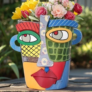 Colorful Face Planter Funky Head Planters for Indoor Plants, Succulent Pots w... - Picture 1 of 7