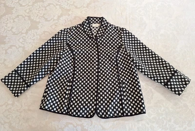 CHICOS Talla 2/Lg. Chaqueta polar de felpa a lunares negra/blanca, tan suave cómoda acogedora Foto 1 de 4