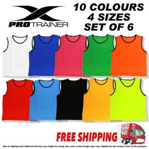 6x FOOTBALL TRAINING BIBS Vests Soccer Rugby Basketball Sports Cricket Netball - Picture 1 of 82