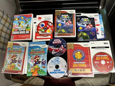 4 game lot Super Paper Mario Galaxy all stars mario bros Wii  Tested - Image 1 of 2
