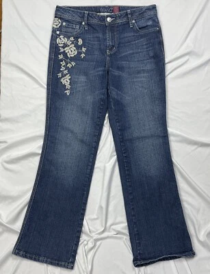 Gitano Jeans Womens Sz. 12 Straight Leg Embroidered Accents Ramie Blend 10" Rise - Image 1 of 4