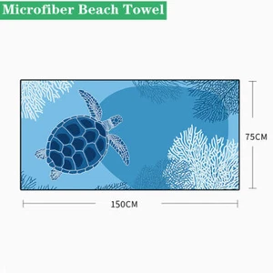 150*75cm Beach Towel Oversized Tropical Blue Microfiber Sand Free Beach Towel - Picture 1 of 7