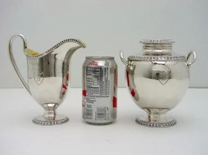 Coin Silver Cream n Sugar wth Lid Gold Wash Ball & Black Eoff & Sheppard c1850 - Picture 1 of 12