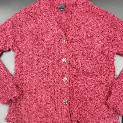 Suéter Art Class Niñas Borgoña Bolsillos Abotonados Pestañas Suaves Talla 6/6X NUEVO Foto 1 de 4