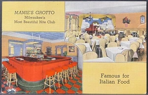 MILWAUKEE WI MAMIE’S GROTTO NITE CLUB ITALIAN FOOD-MULTI VIEW DECO LINEN POSTCRD - Picture 1 of 2