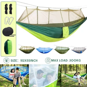 Double Hammock with Mosquito Net Tent Hanging Bed Swing Chair Camping Outdoor US - Picture 1 of 52